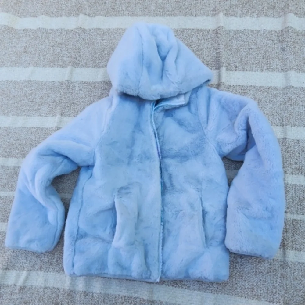 Abercrombie Kids Blue and Purple Puffer Jacket with Hood.. Revirsable - Picture 3 of 7